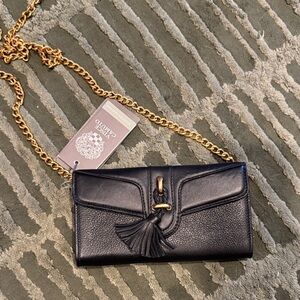 Vince Camuto Black Clutch with Gold Chain
